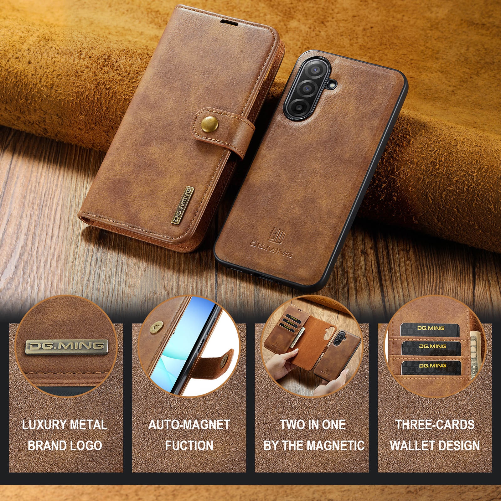 Handytasche Magnetische Samsung Galaxy A17 Cognac