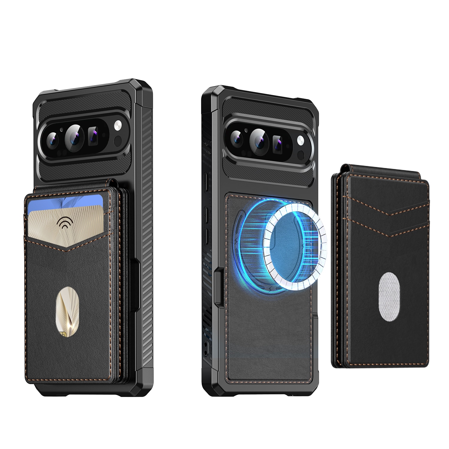 Google Pixel 10 Magnetische Hülle mit Kartenhalter Schwarz