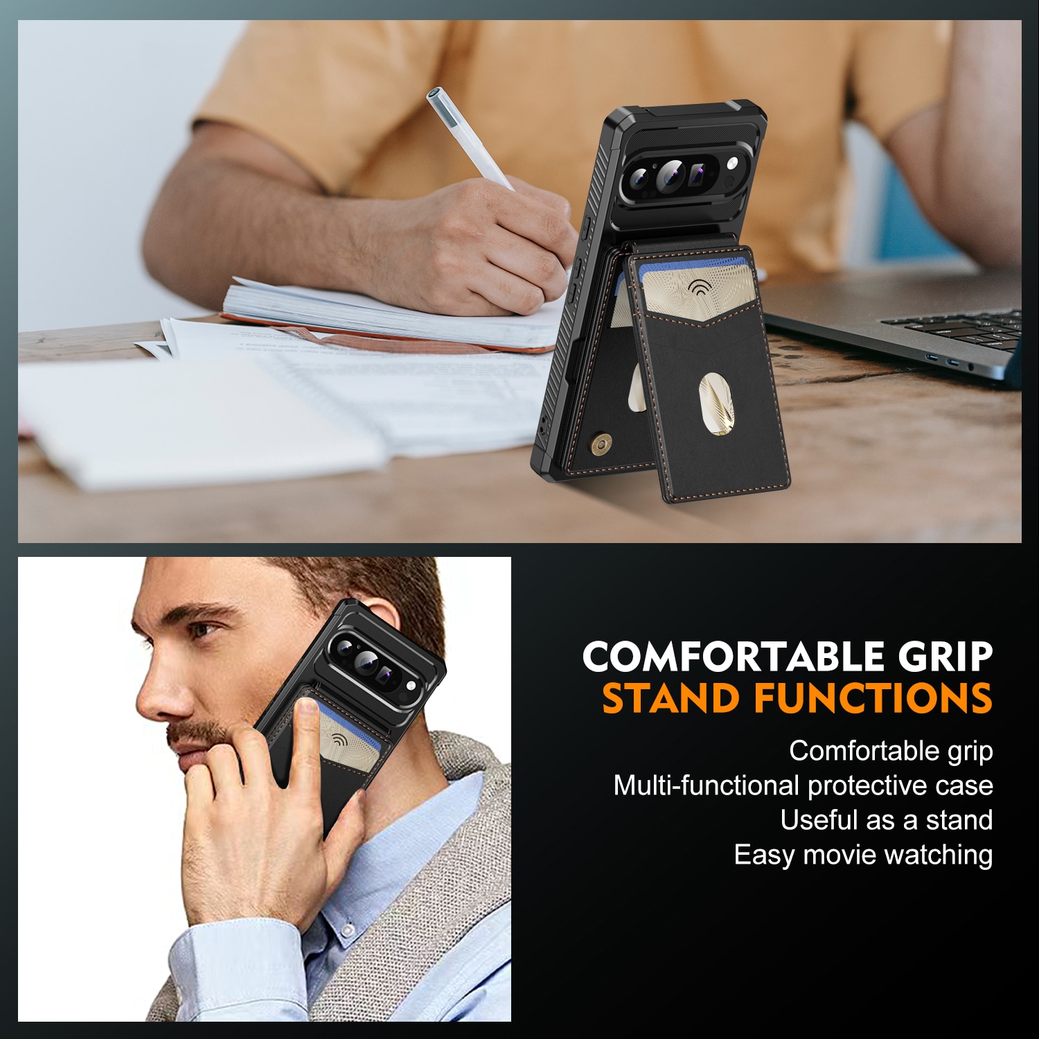 Google Pixel 10 Magnetische Hülle mit Kartenhalter Schwarz