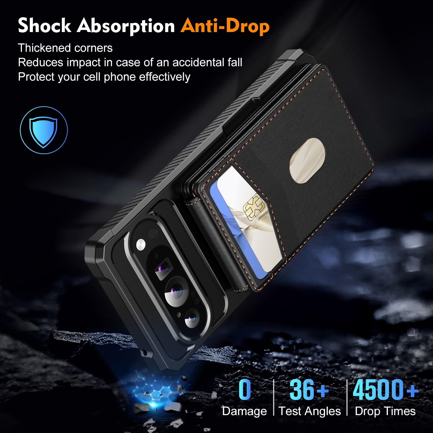 Google Pixel 10 Magnetische Hülle mit Kartenhalter Schwarz