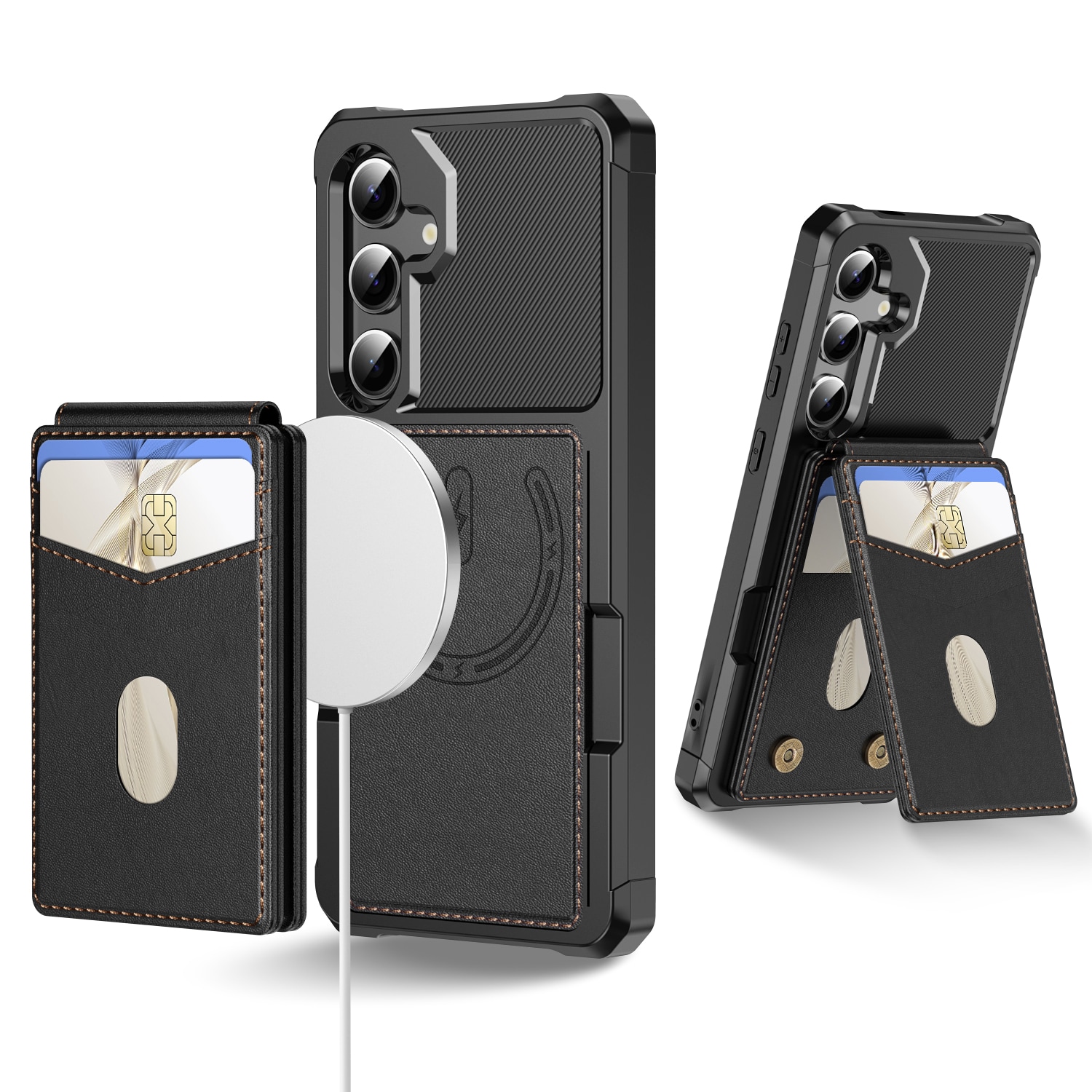 Samsung Galaxy S24 Magnetische Hülle mit Kartenhalter Schwarz