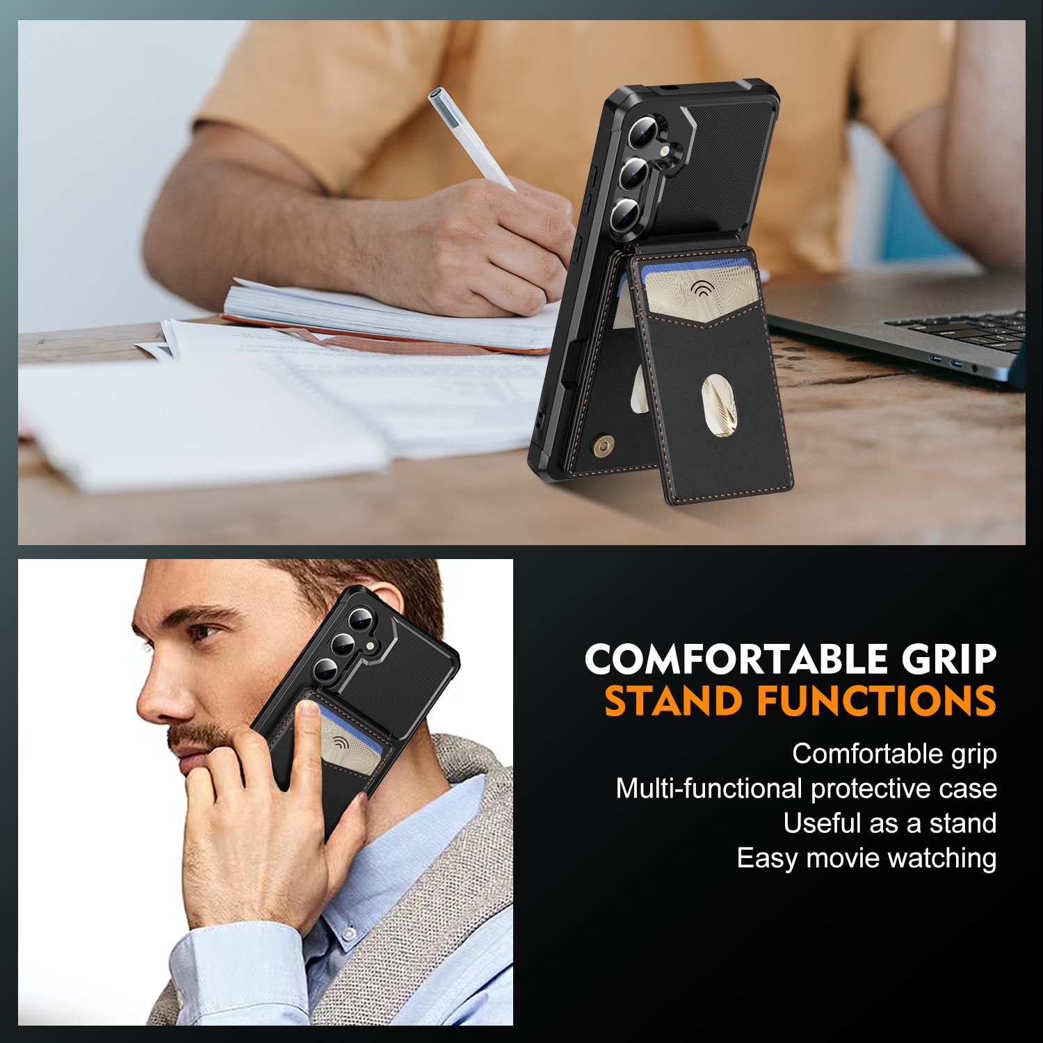 Samsung Galaxy S24 Magnetische Hülle mit Kartenhalter Schwarz