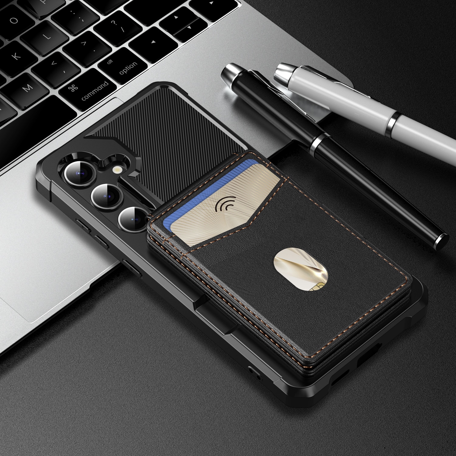 Samsung Galaxy S25 Magnetische Hülle mit Kartenhalter Schwarz