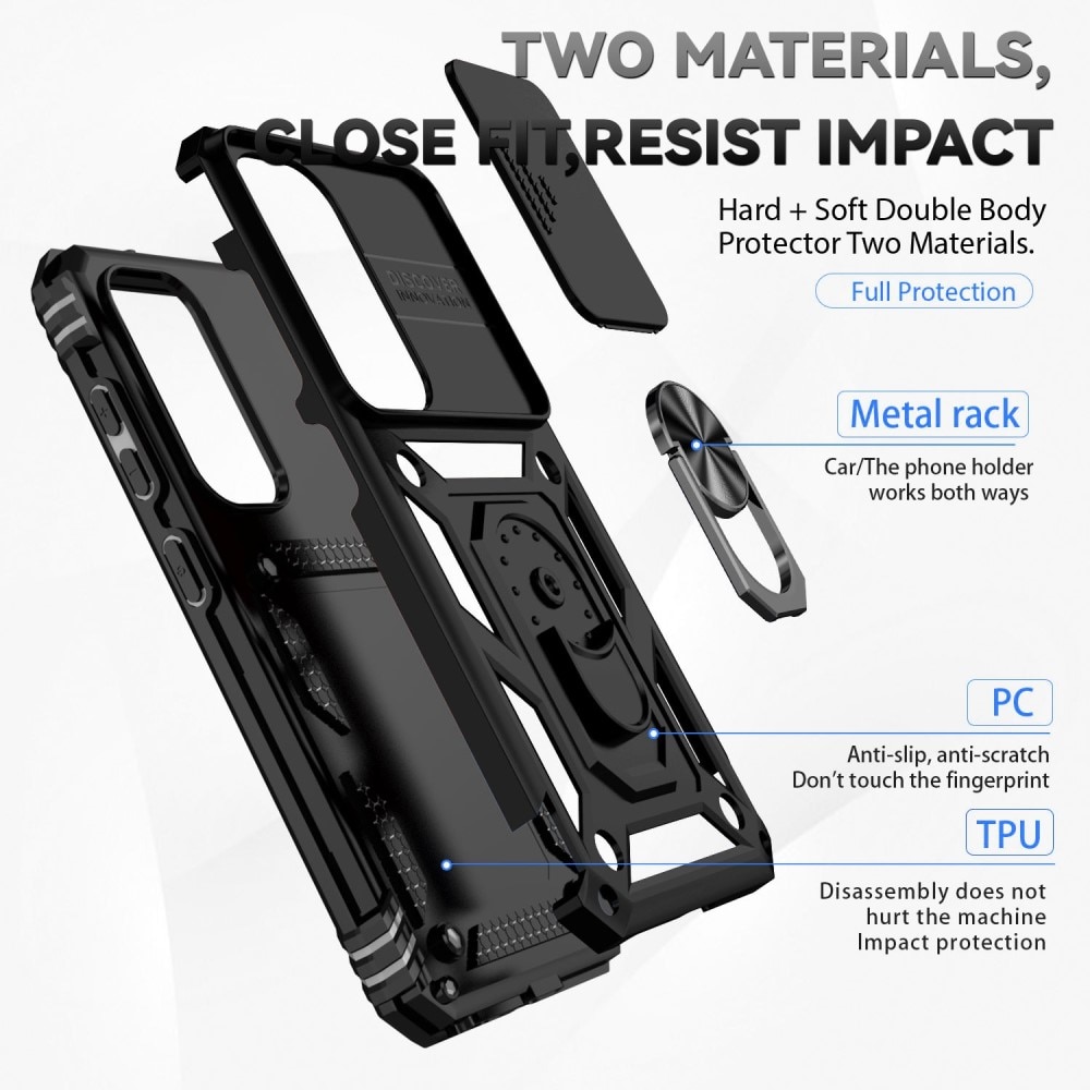 Samsung Galaxy S23 Hybrid-Hülle Tech Ring+Kameraschutz schwarz