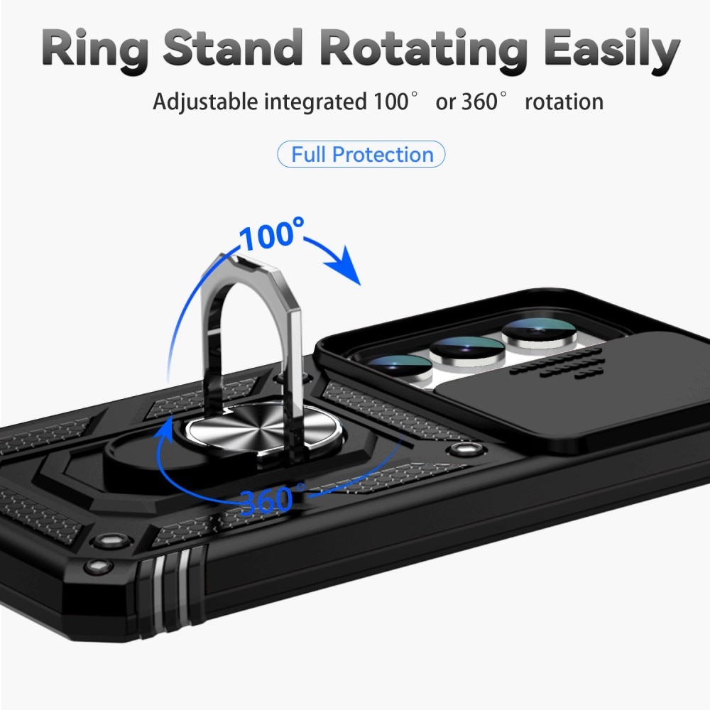 Samsung Galaxy S23 Plus Hybrid-Hülle Ring + Kameraschutz Schwarz