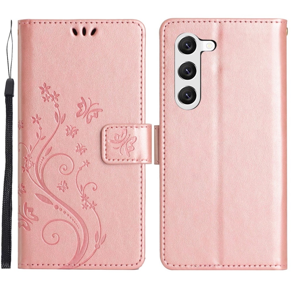 Samsung Galaxy S23 Handytasche Schmetterling rosagold