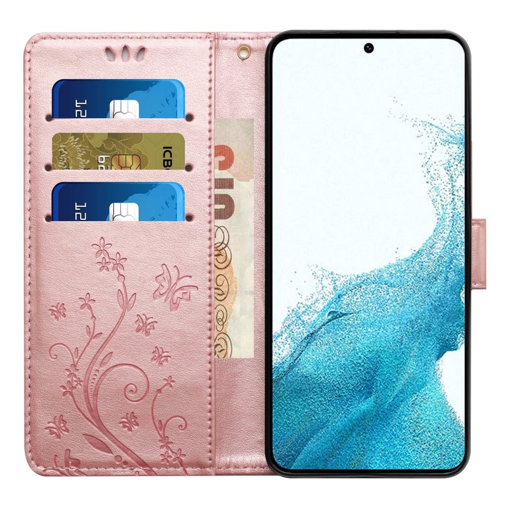 Samsung Galaxy S23 Handytasche Schmetterling rosagold