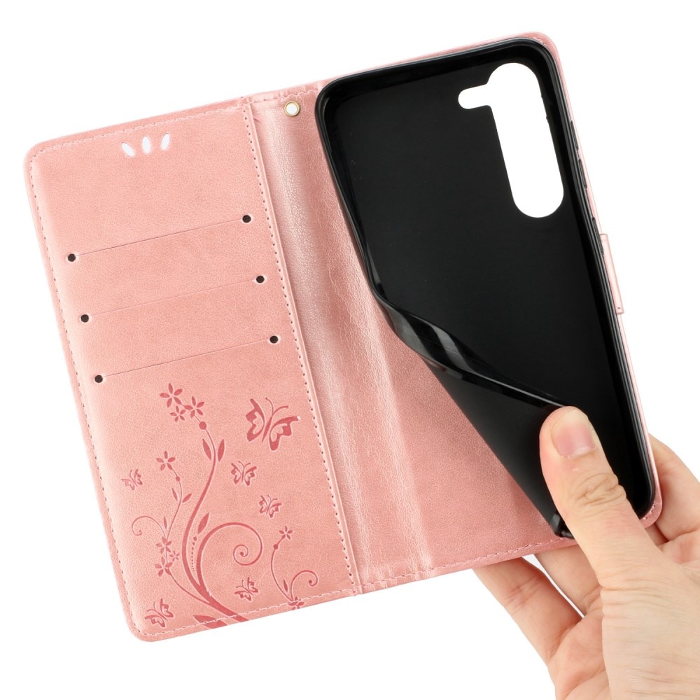 Samsung Galaxy S23 Handytasche Schmetterling rosagold