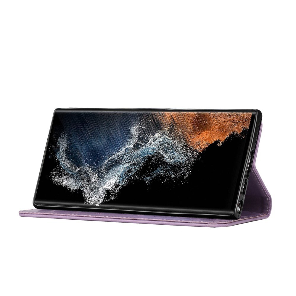 Samsung Galaxy S23 Ultra Handyhülle mit Schmetterlingsmuster, Lila