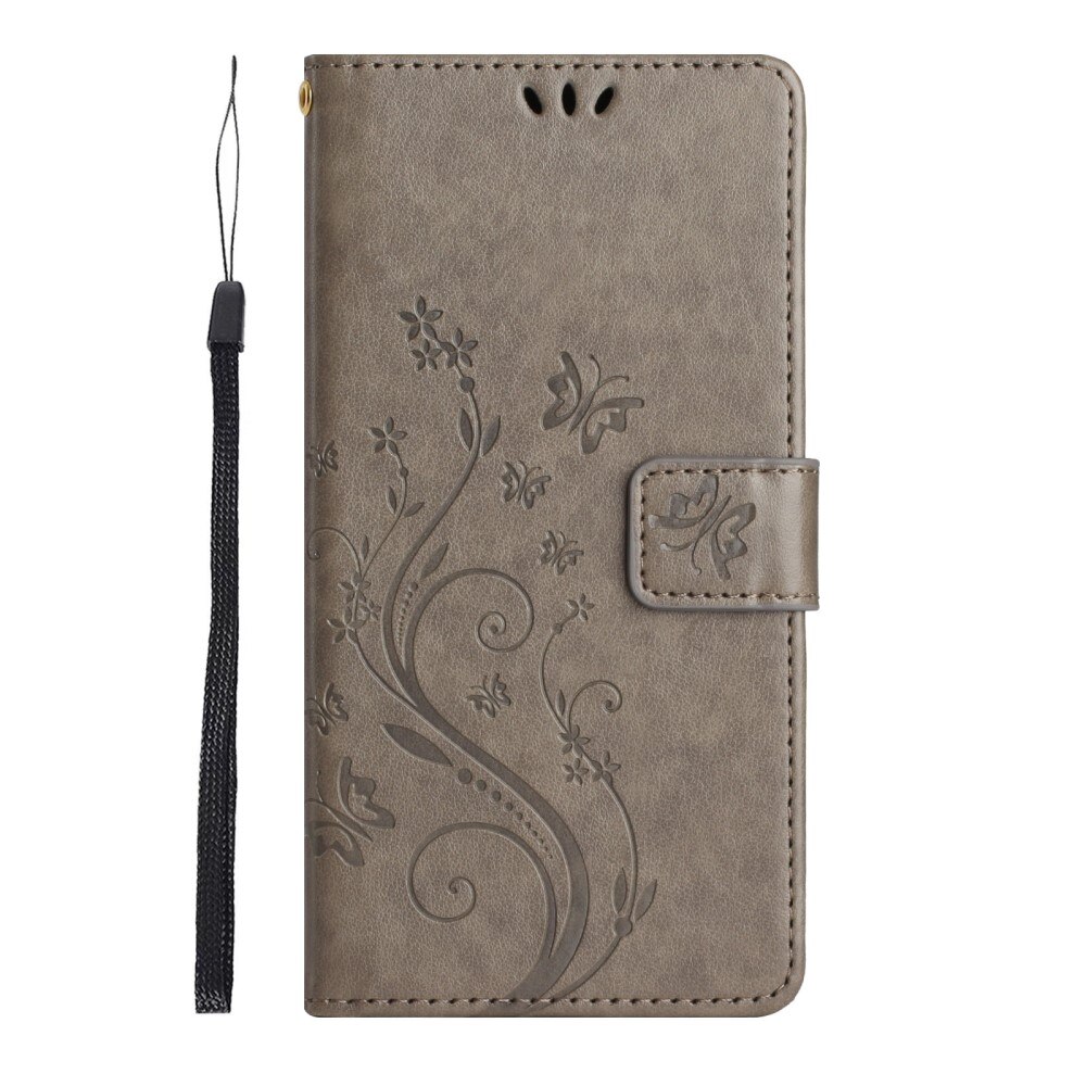 Samsung Galaxy S23 Ultra Handyhülle mit Schmetterlingsmuster, Grau