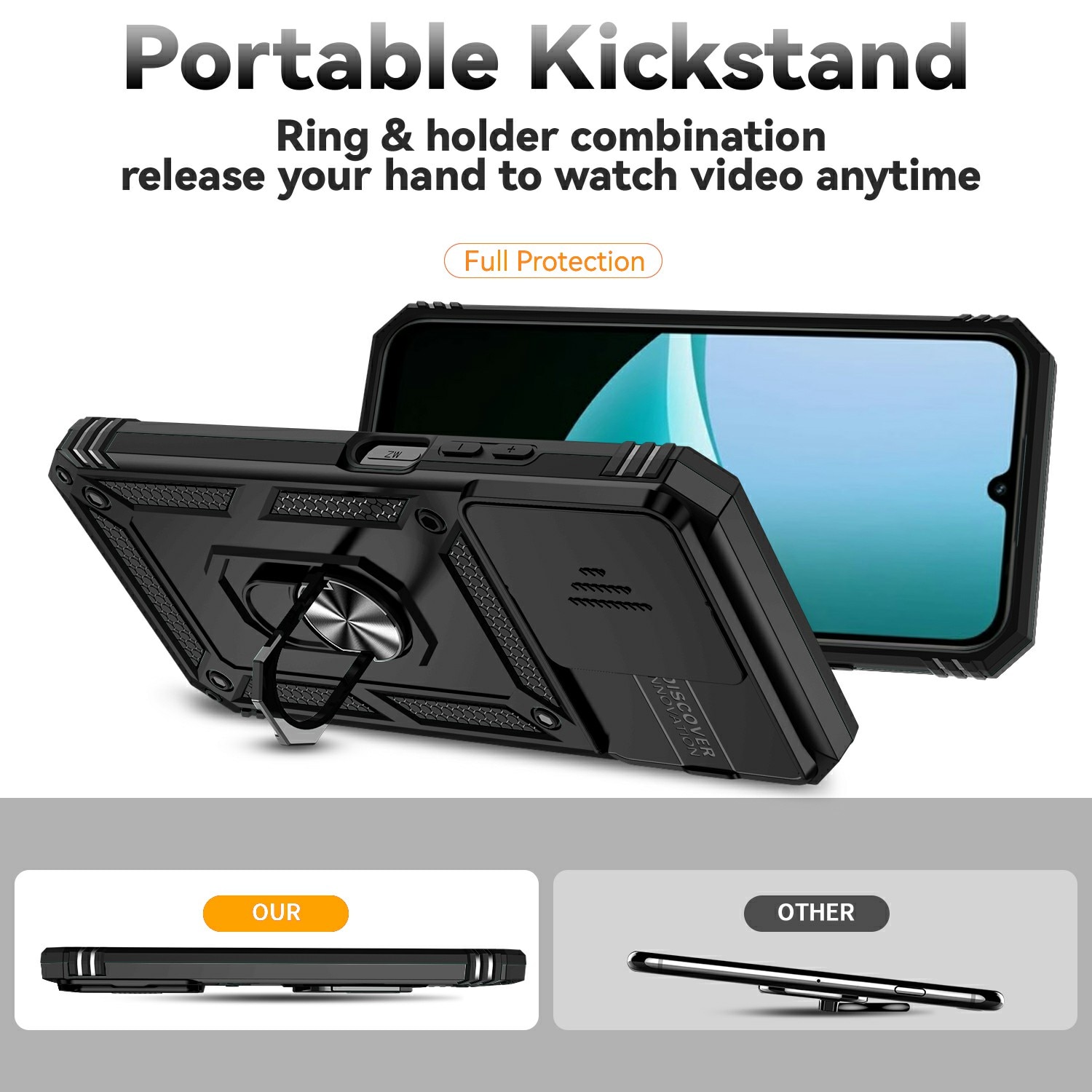 Xiaomi Redmi 15C Hybrid-Hülle Ring + Kameraschutz Schwarz