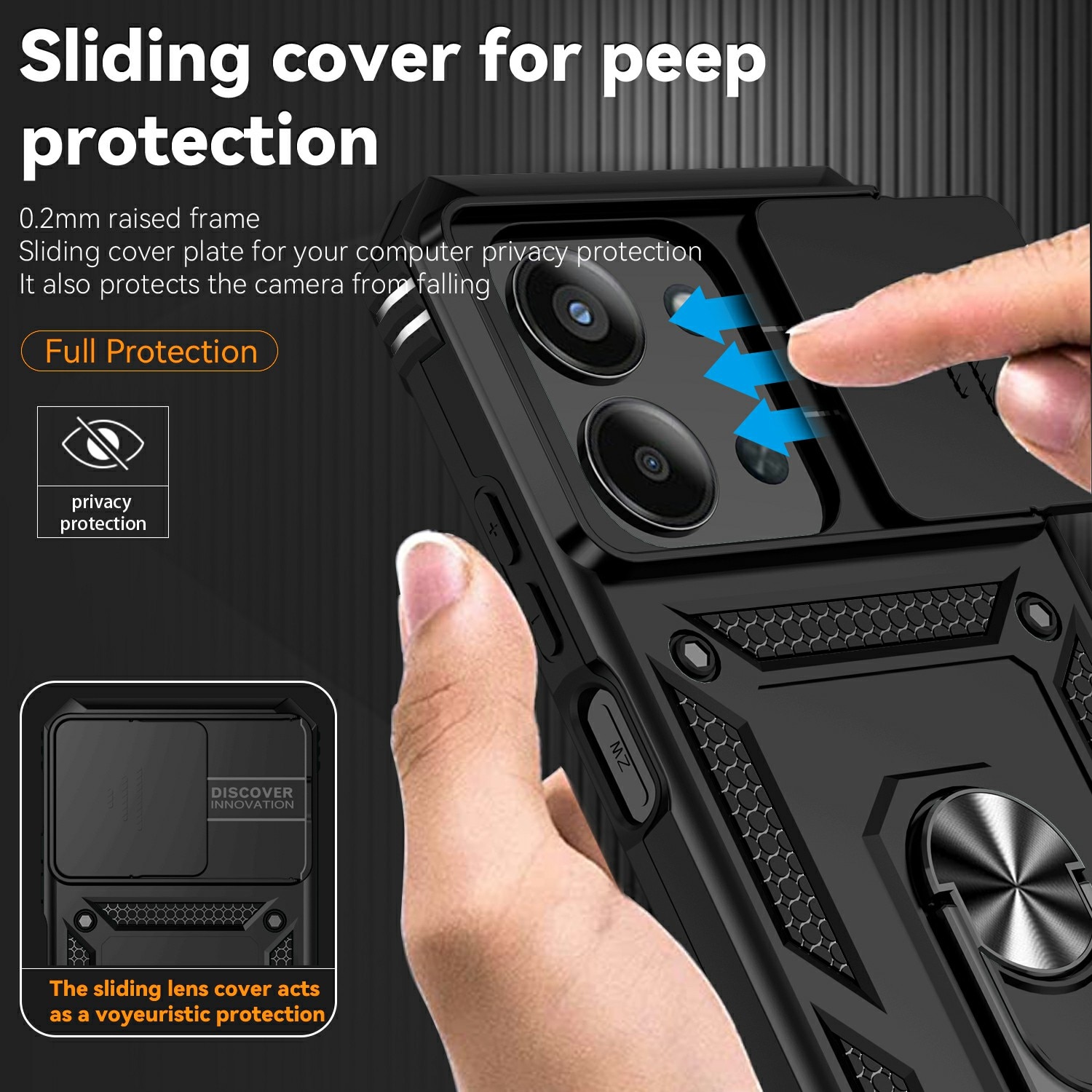 Xiaomi Redmi 15C Hybrid-Hülle Ring + Kameraschutz Schwarz