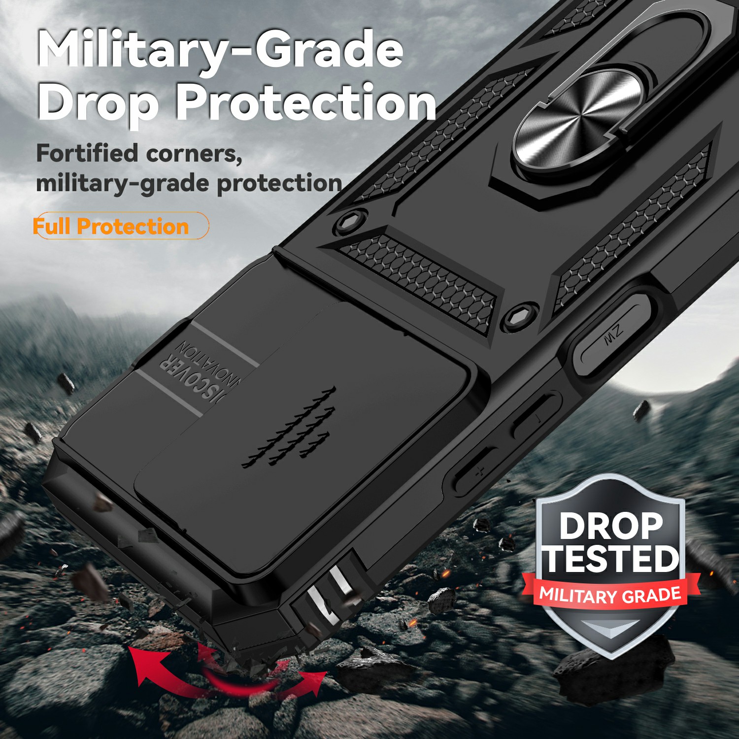 Xiaomi Redmi 15C Hybrid-Hülle Ring + Kameraschutz Schwarz