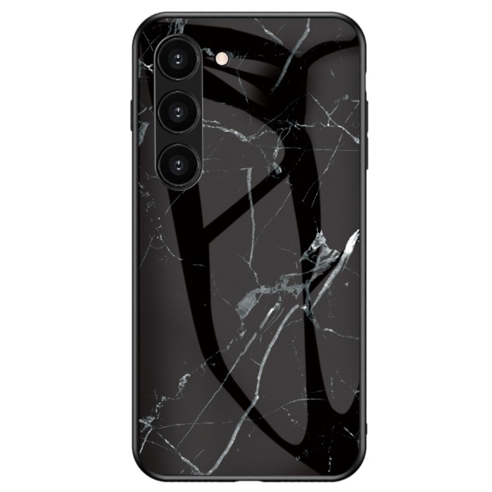 Samsung Galaxy S23 Plus Hülle aus gehärtetem Glas schwarzer Marmor