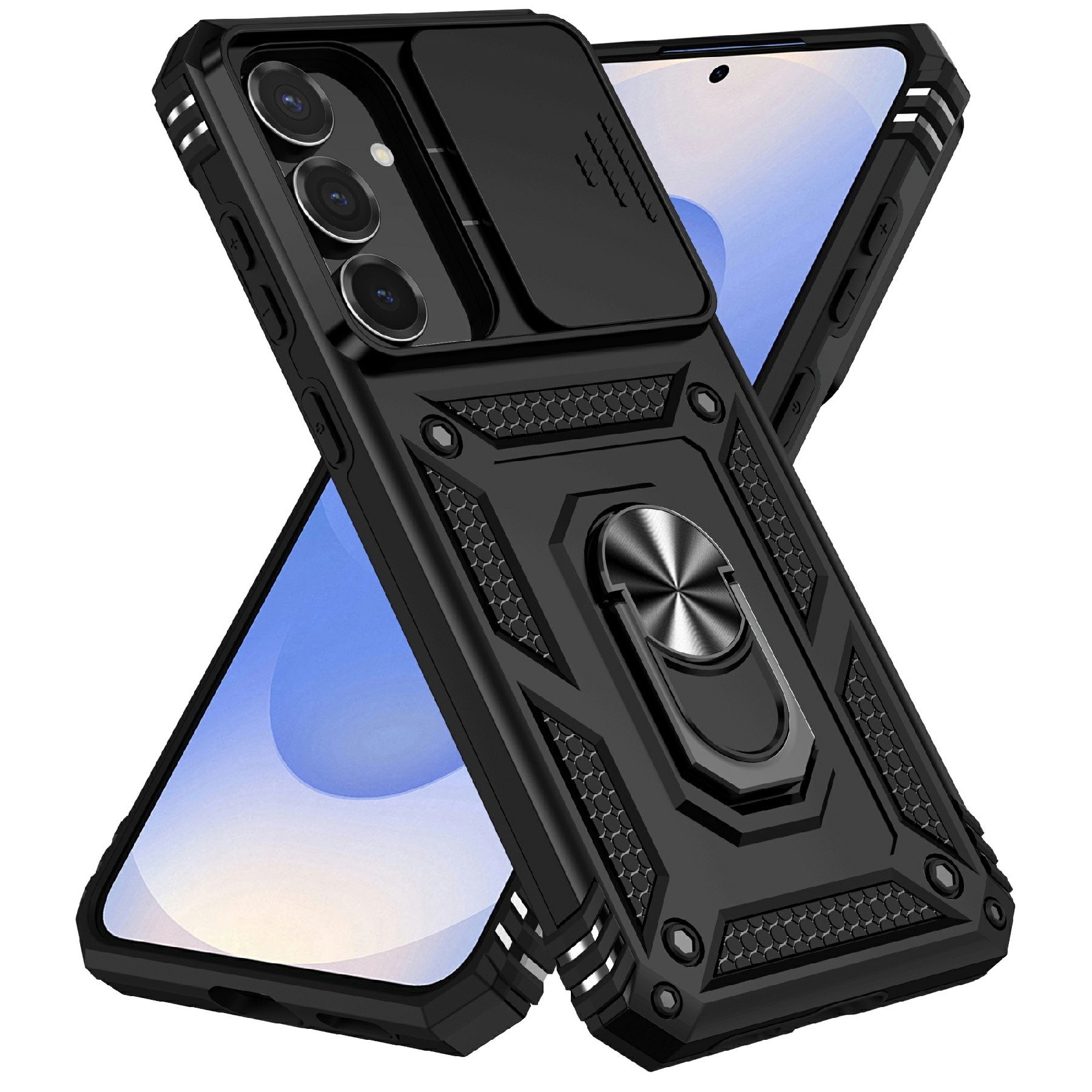 Samsung Galaxy S25 FE Hybrid-Hülle Ring + Kameraschutz Schwarz