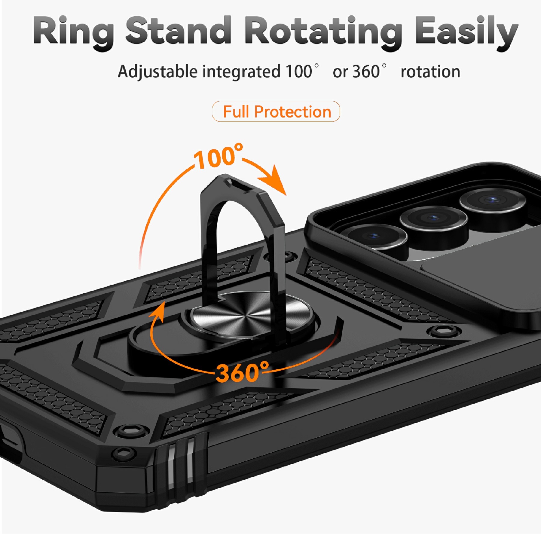 Samsung Galaxy S25 FE Hybrid-Hülle Ring + Kameraschutz Schwarz