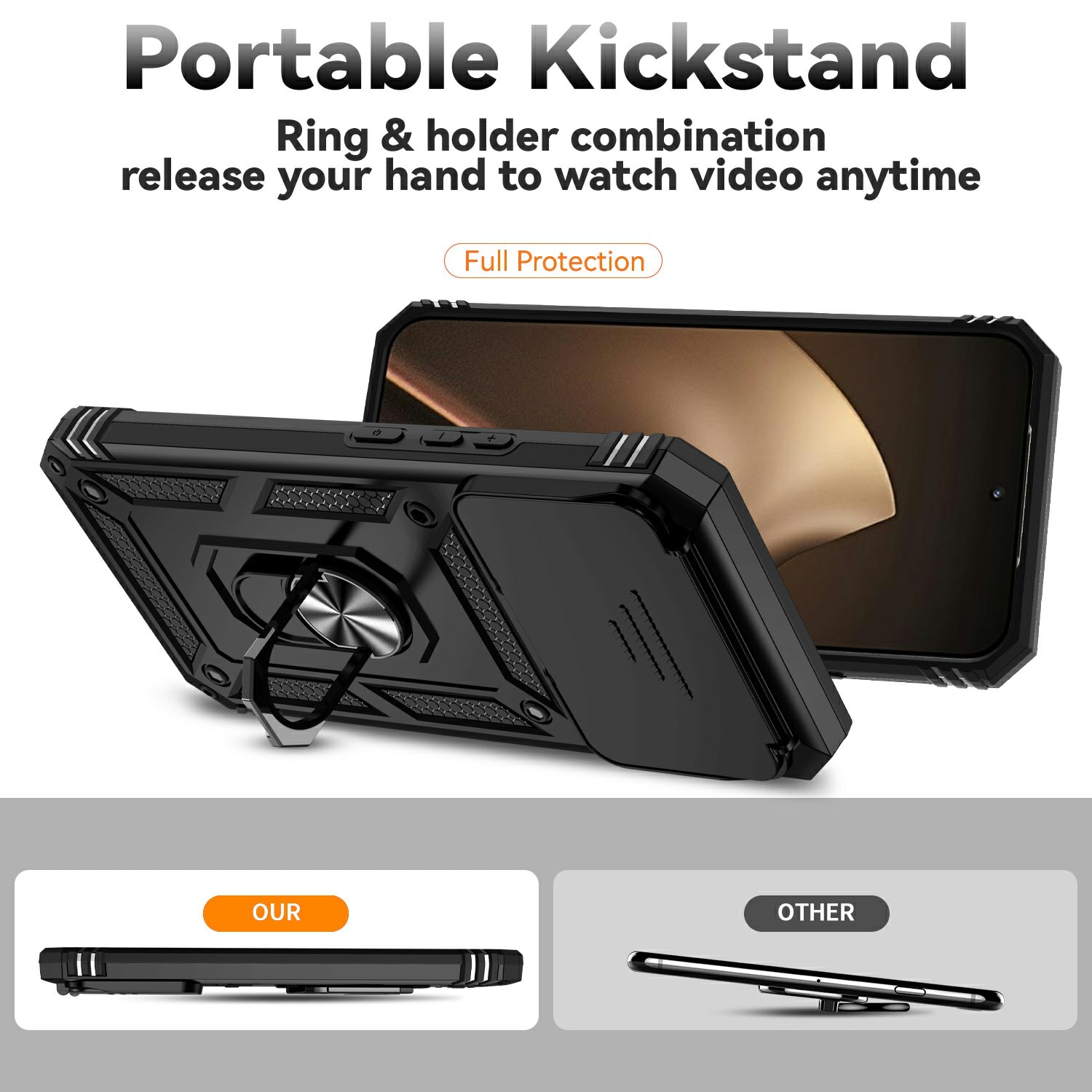 Xiaomi 15T Pro Hybrid-Hülle Ring + Kameraschutz Schwarz