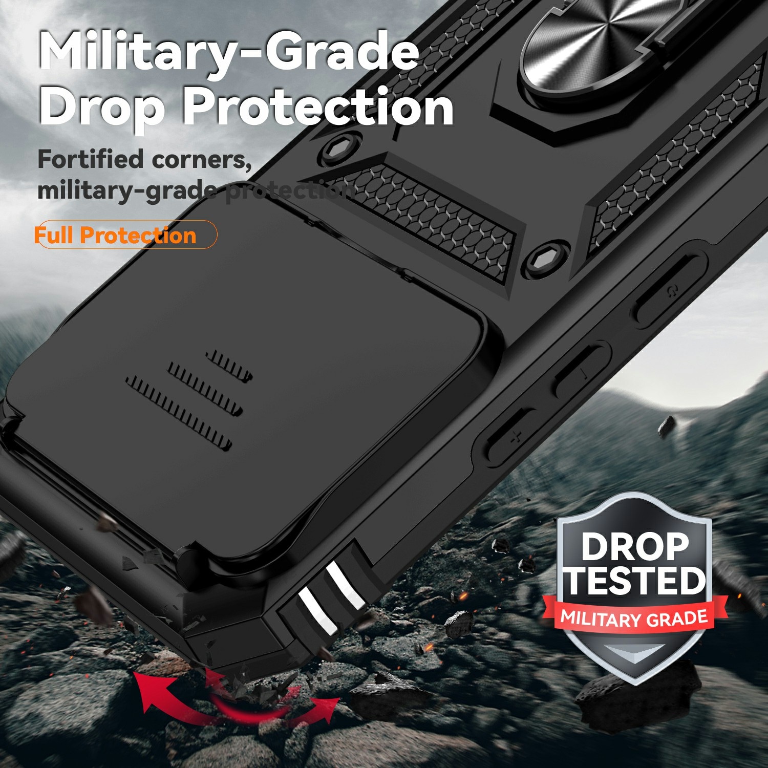 Xiaomi 15T Pro Hybrid-Hülle Ring + Kameraschutz Schwarz