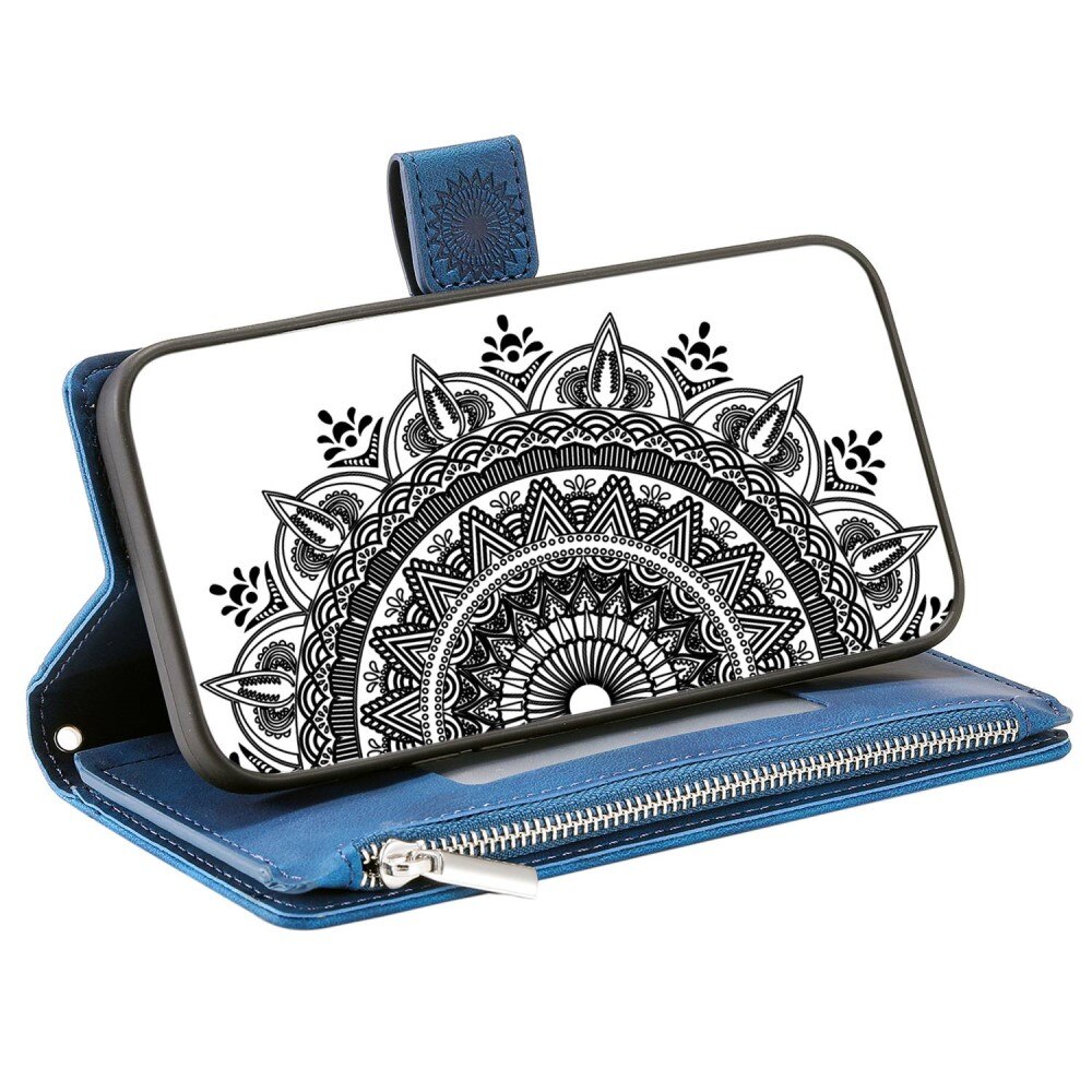 iPhone 14 Brieftasche Hülle Mandala blau