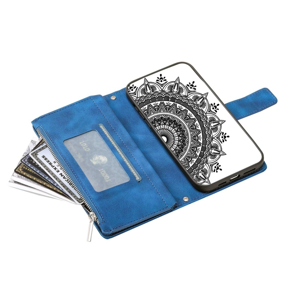 iPhone 14 Brieftasche Hülle Mandala blau