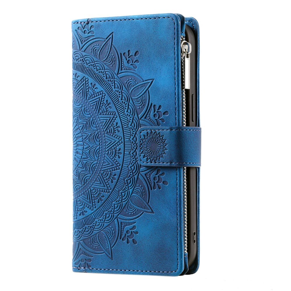 iPhone 14 Brieftasche Hülle Mandala blau