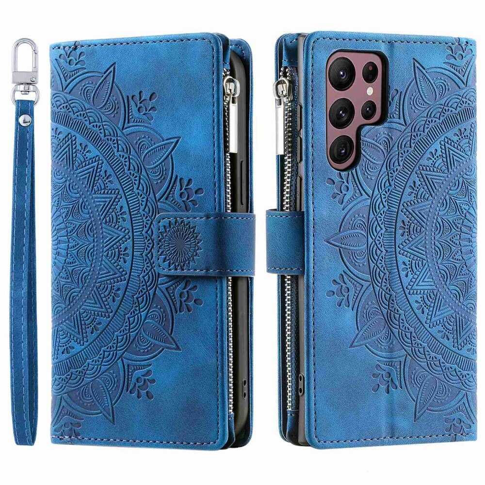 Samsung Galaxy S23 Ultra Brieftasche Hülle Mandala blau