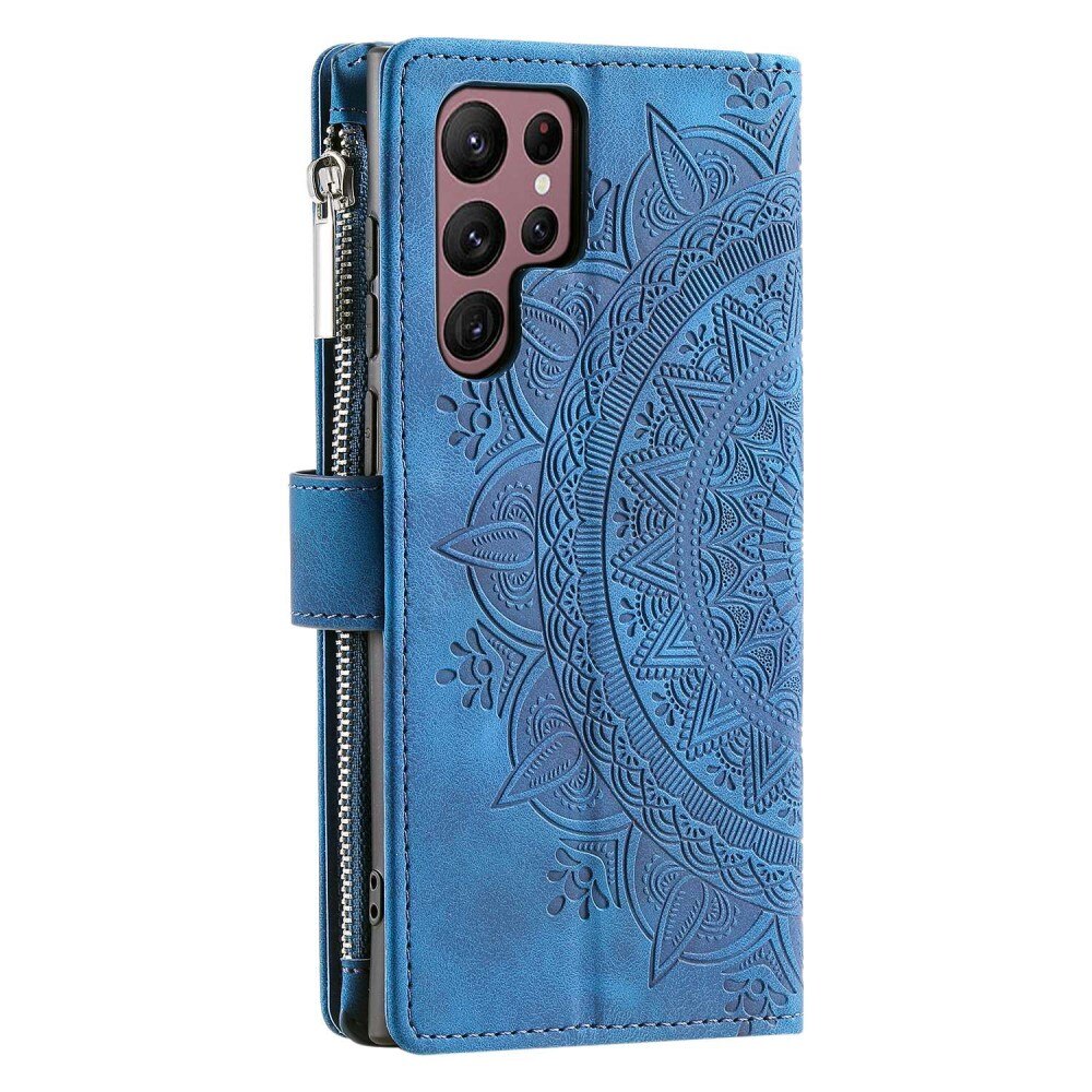 Samsung Galaxy S23 Ultra Brieftasche Hülle Mandala blau