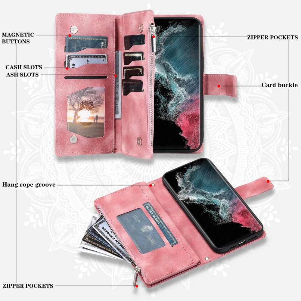 Samsung Galaxy S23 Ultra Brieftasche Hülle Mandala rosa
