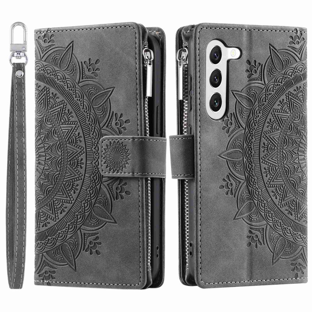 Samsung Galaxy S23 Brieftasche Hülle Mandala grau