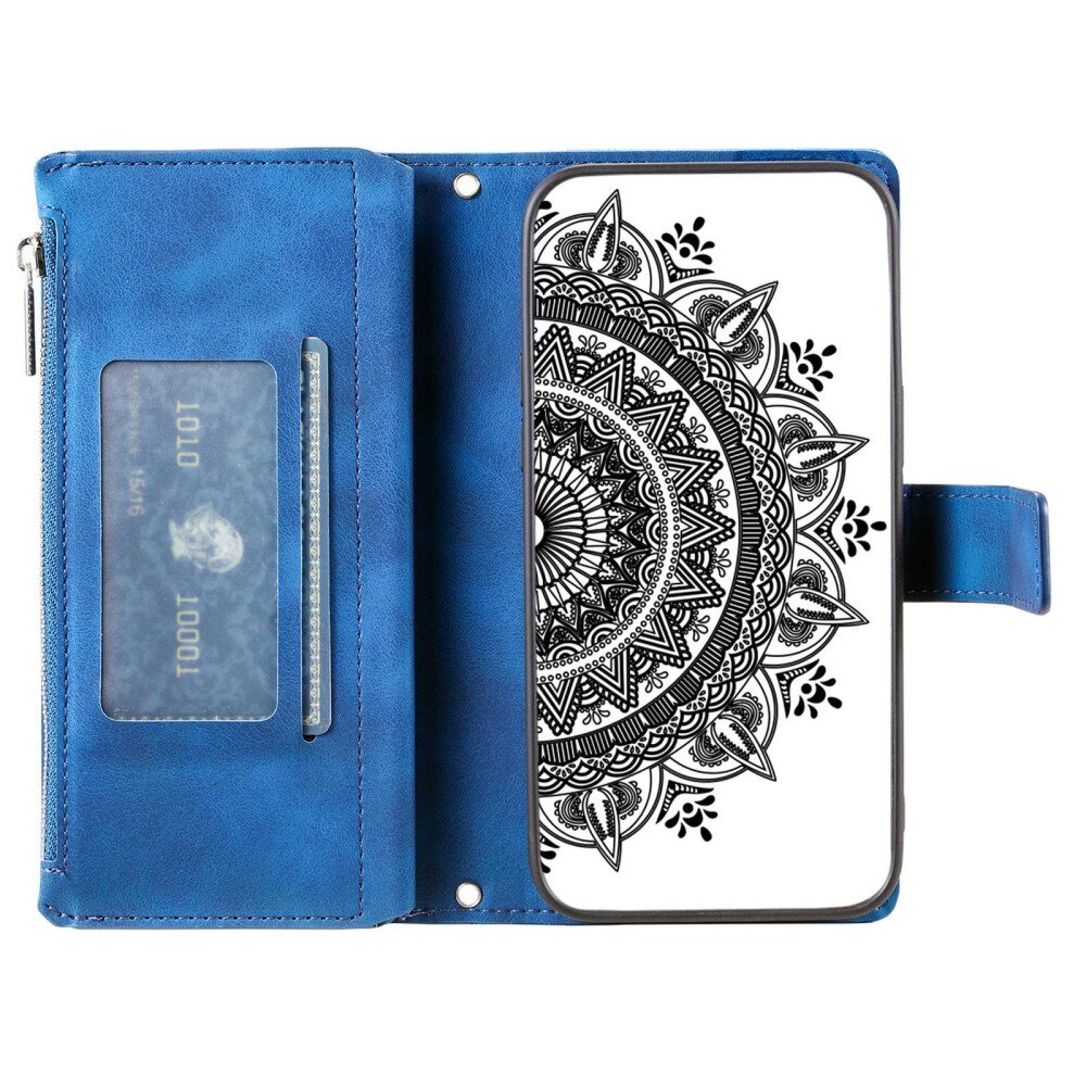Samsung Galaxy S23 Brieftasche Hülle Mandala blau