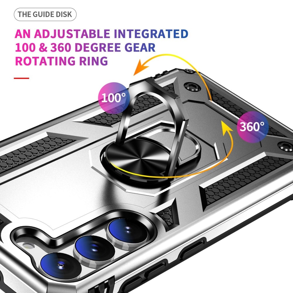 Samsung Galaxy S23 Hybrid-Hülle Tech Ring silber