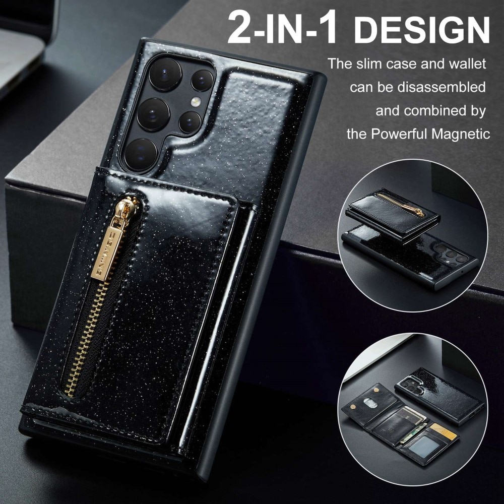 Magnetic Card Slot Case Samsung Galaxy S23 Ultra Funkeln schwarz