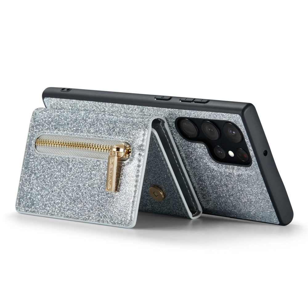 Magnetic Card Slot Case Samsung Galaxy S23 Ultra Funkeln silber