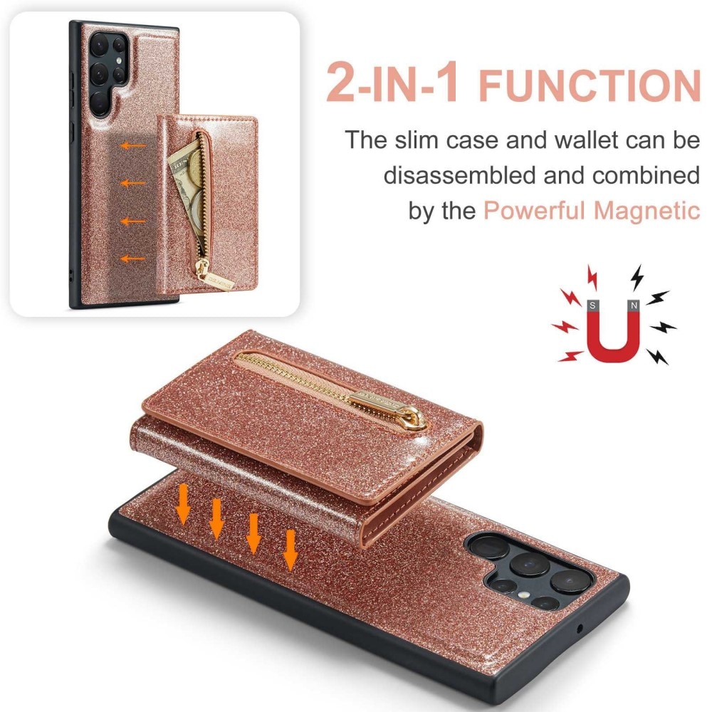 Magnetic Card Slot Case Samsung Galaxy S23 Ultra Funkeln roségold