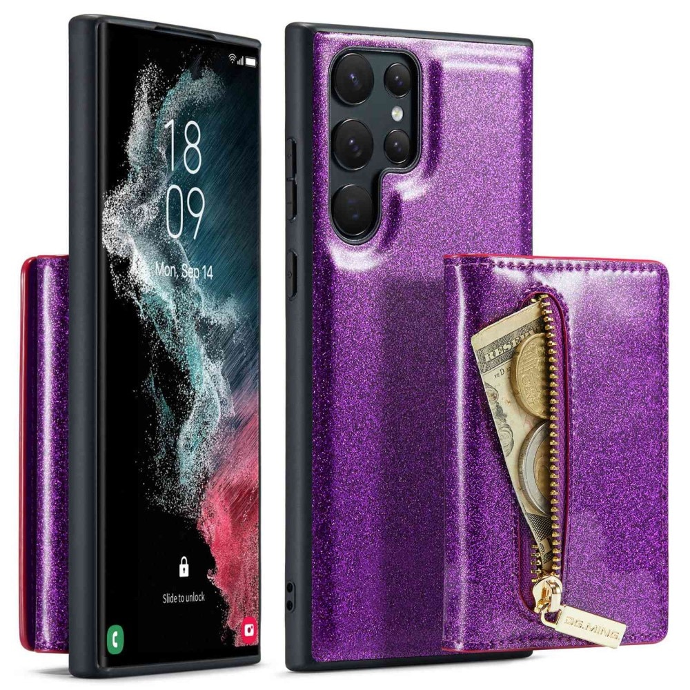 Magnetic Card Slot Case Samsung Galaxy S23 Ultra Funkeln lila