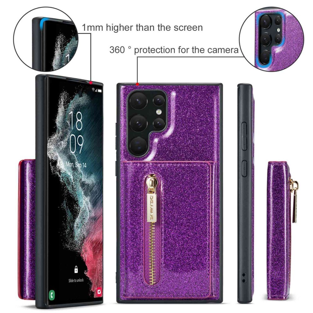 Magnetic Card Slot Case Samsung Galaxy S23 Ultra Funkeln lila