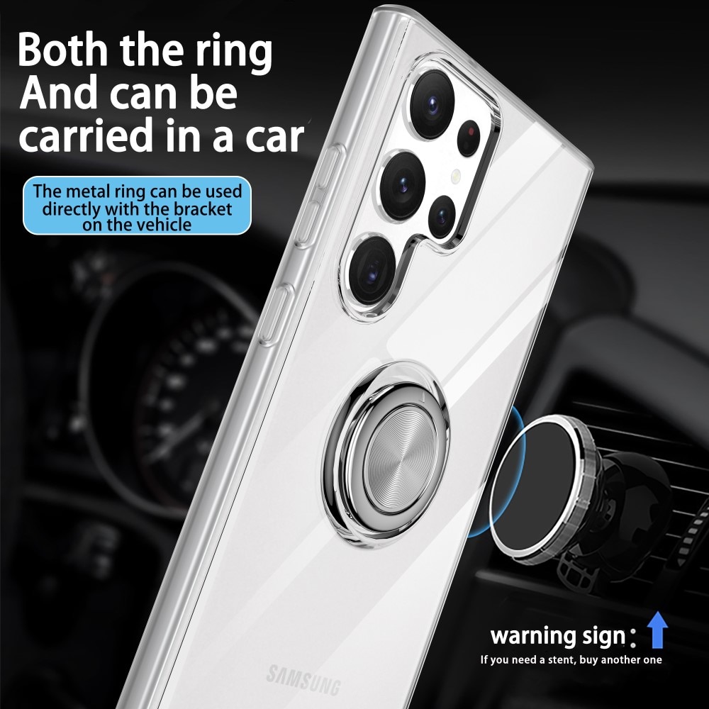 Samsung Galaxy S23 Ultra TPU-Kickstand-Hülle Finger Ring, transparent