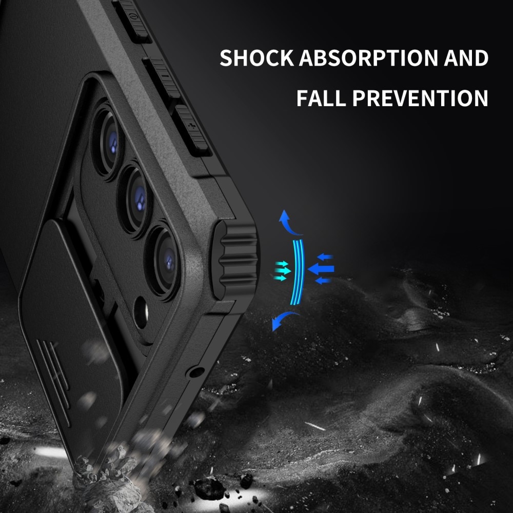 Samsung Galaxy S23 Kickstand Handyhülle mit Kameraabdeckung schwarz