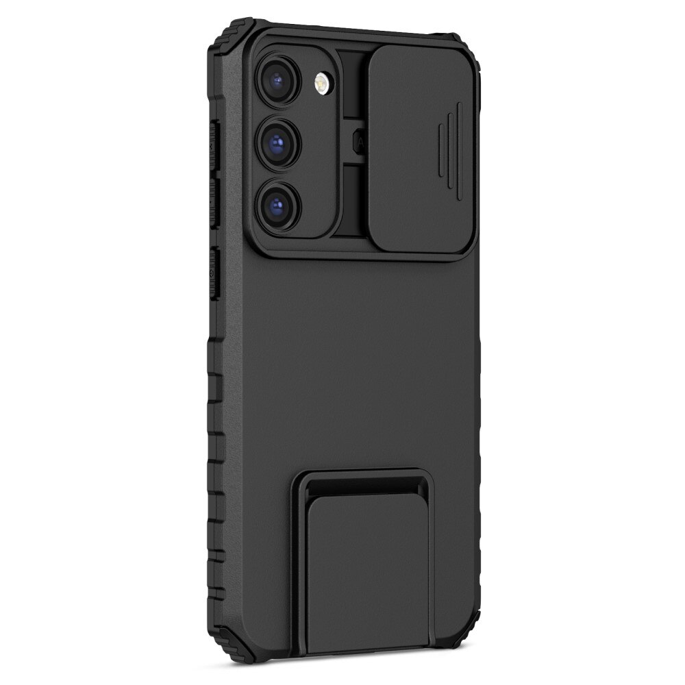 Samsung Galaxy S23 Plus Kickstand Handyhülle mit Kameraabdeckung Schwarz
