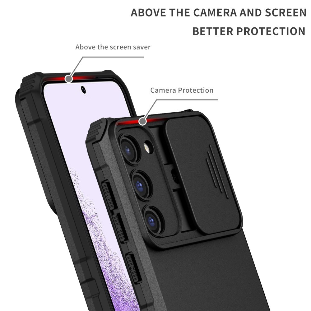 Samsung Galaxy S23 Plus Kickstand Handyhülle mit Kameraabdeckung Schwarz