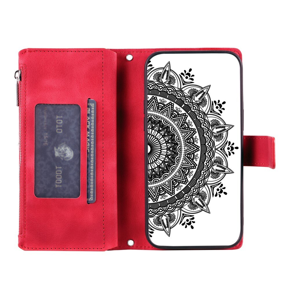 iPhone 12 Mini Brieftasche Hülle Mandala rot