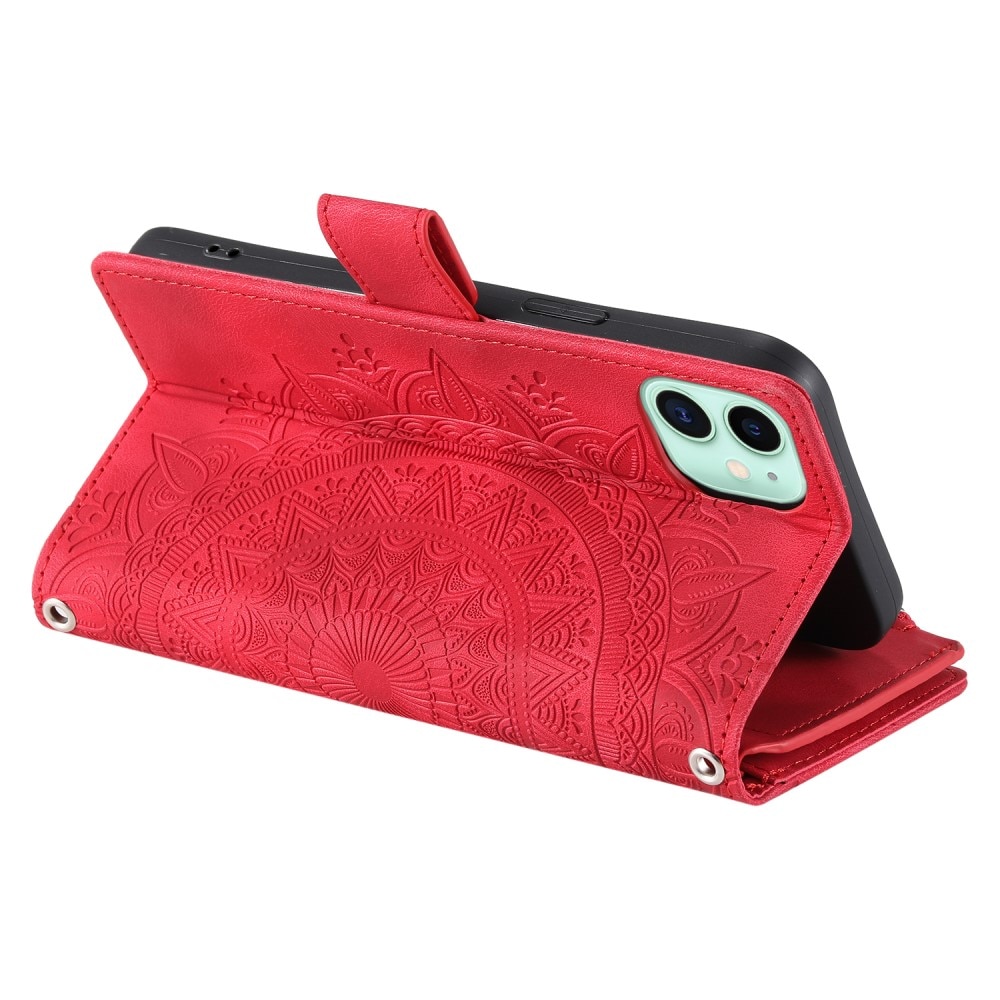 iPhone 12 Mini Brieftasche Hülle Mandala rot