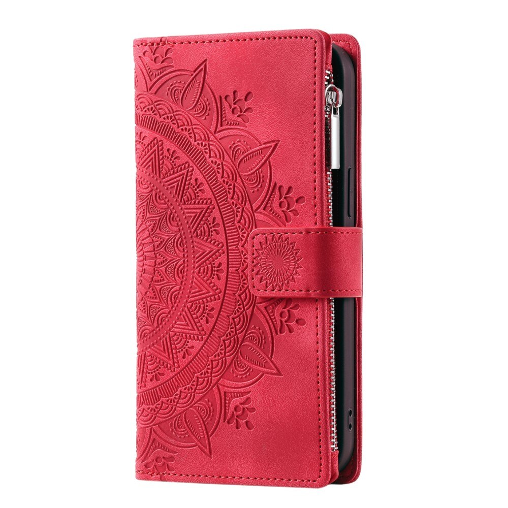 iPhone 12 Mini Brieftasche Hülle Mandala rot