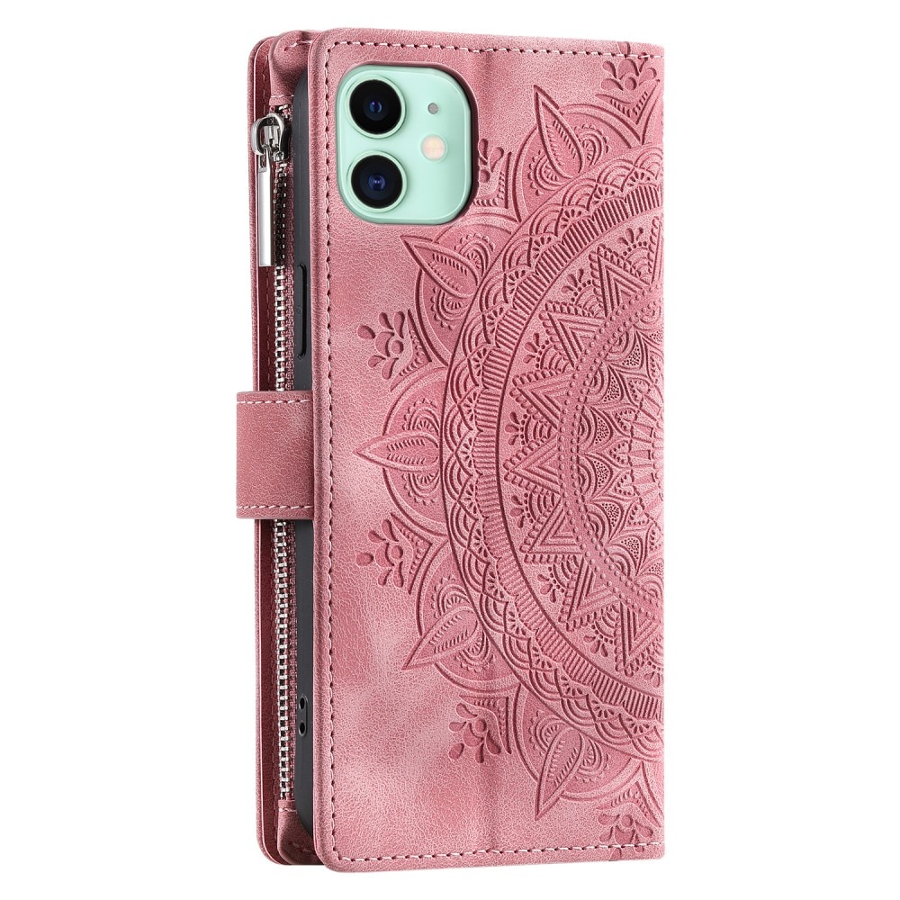iPhone 12 Mini Brieftasche Hülle Mandala rosa