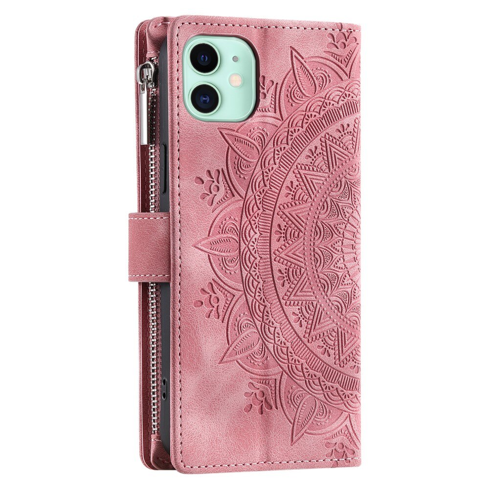 iPhone 12 Mini Brieftasche Hülle Mandala rosa