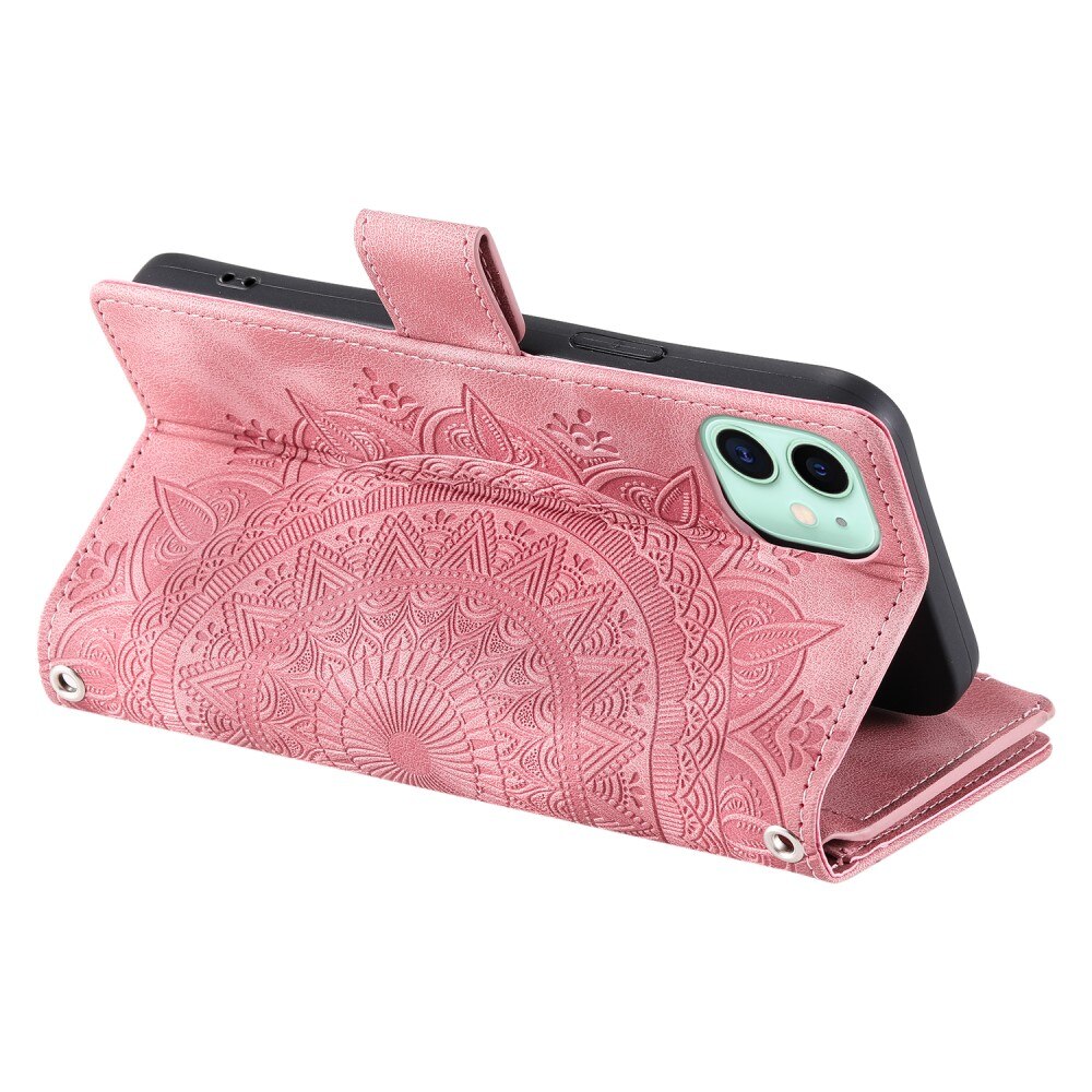 iPhone 12 Mini Brieftasche Hülle Mandala rosa