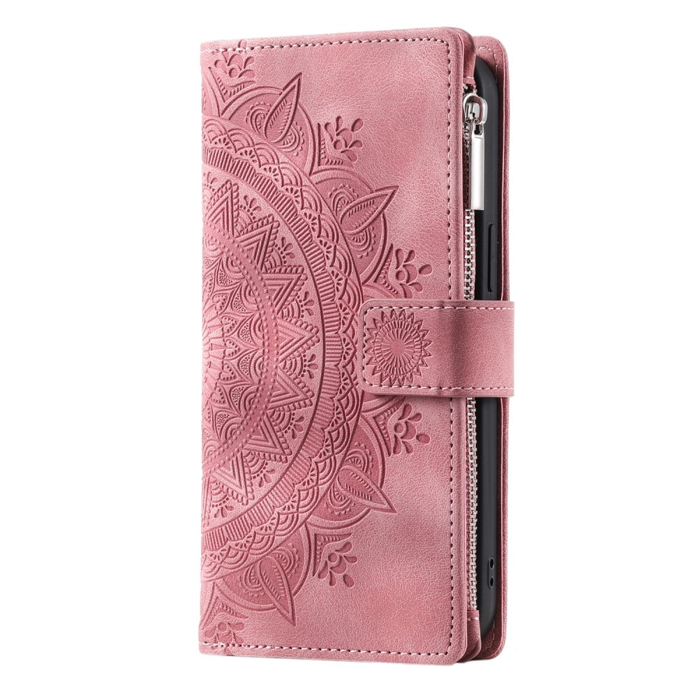 iPhone 12 Mini Brieftasche Hülle Mandala rosa