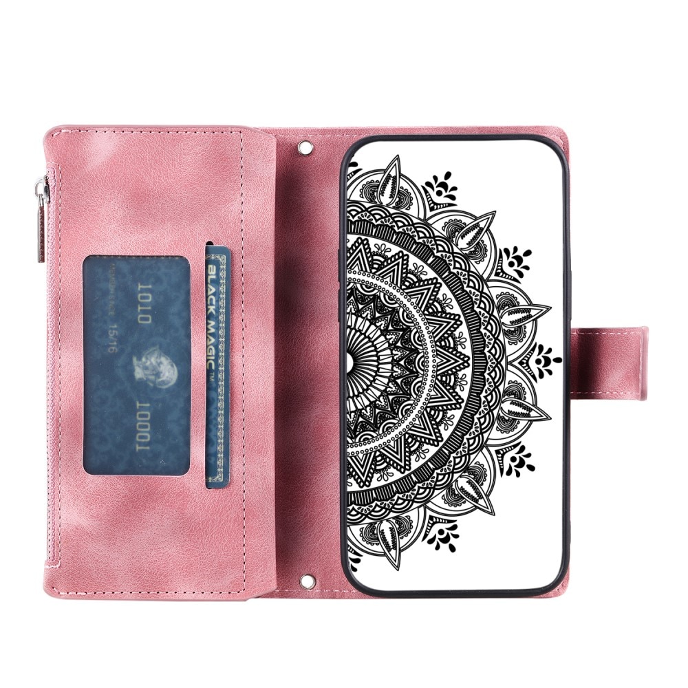 iPhone 13 Mini Brieftasche Hülle Mandala rosa