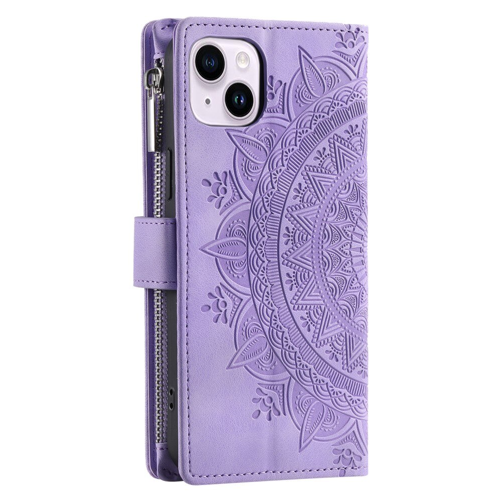 iPhone 13 Mini Brieftasche Hülle Mandala lila