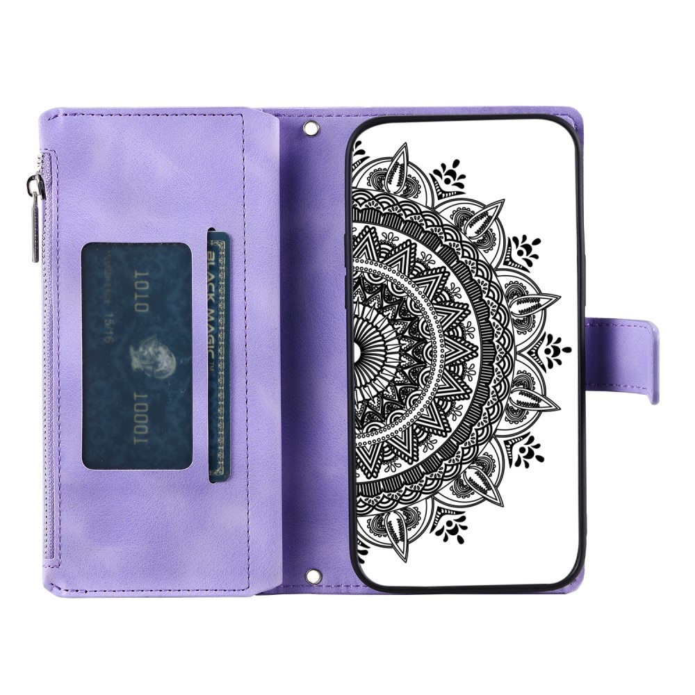 iPhone 13 Mini Brieftasche Hülle Mandala lila